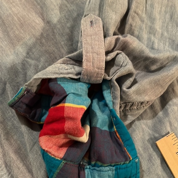 Club Room  size XL blue denim button down with roll tab button fun check lined - Picture 12 of 15